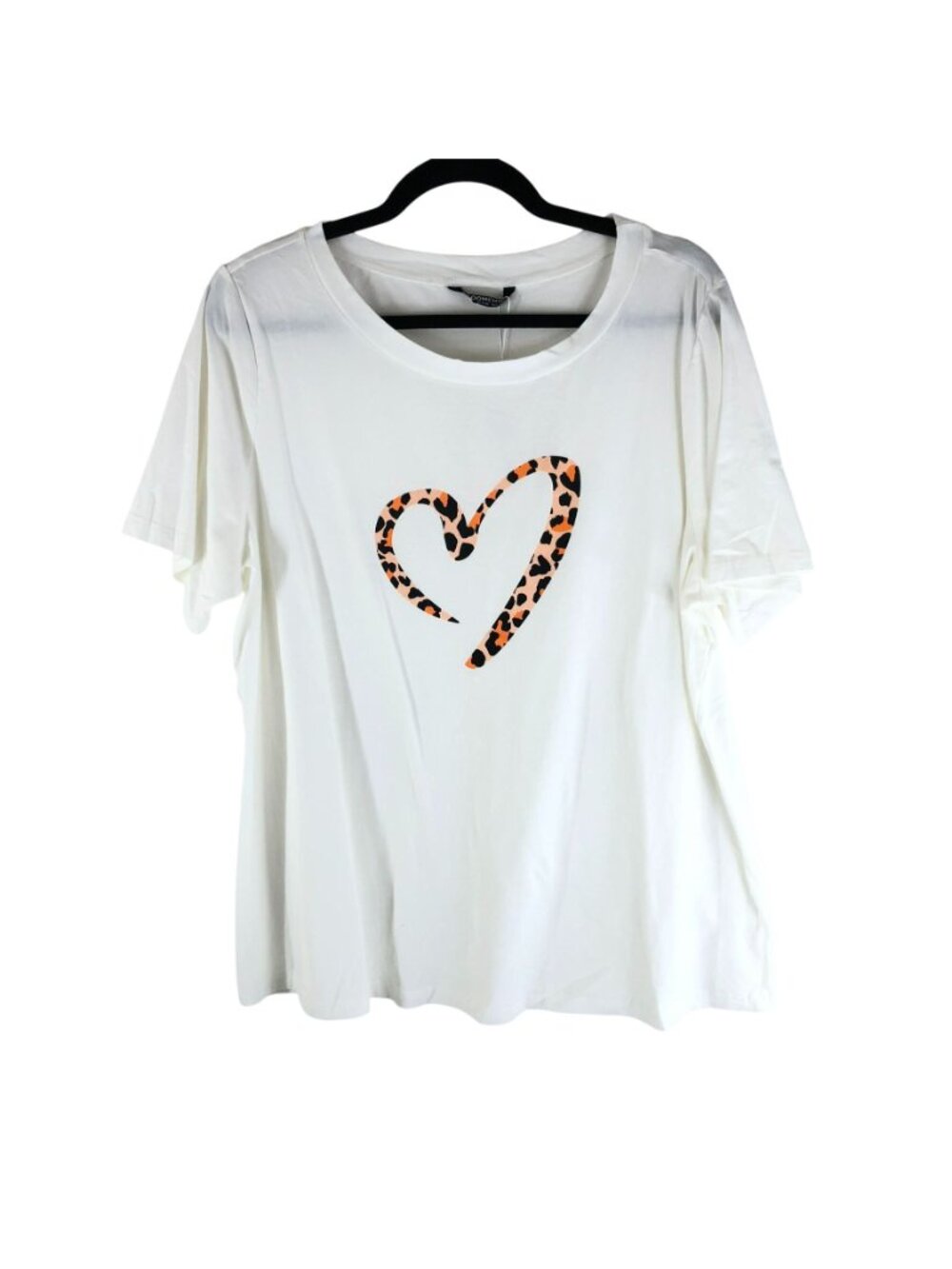 Bloomchic Leopard Heart Print Crew Neck T-Shirt White 14-16 - Picture 7 of 10